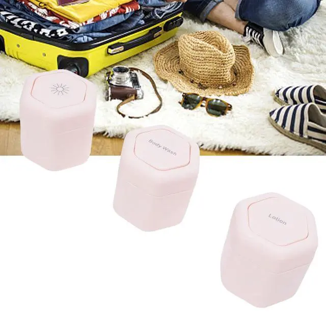 Alt view image 5 of 7 - 3pcs Magnetic Travel Jars Leak Proof Reusable Travel Containers Wide Mouth Plastic for Body Wash Lotion Roseate