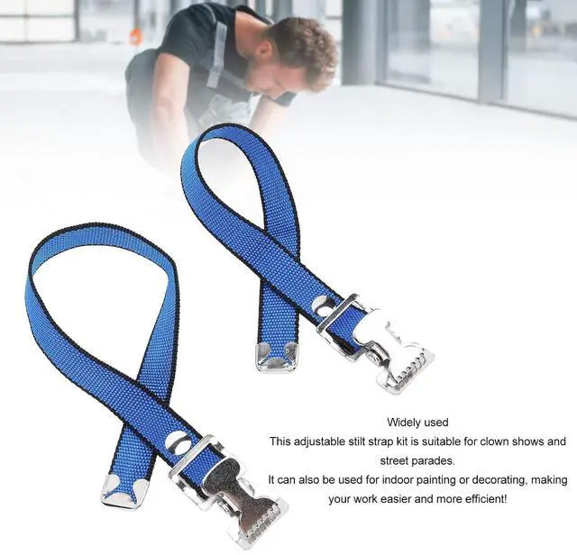 Alt view image 5 of 7 - 4PCS Drywall Stilts Straps, Adjustable Foot Band Kit for Men Women, Durable Nylon Aluminum Alloy Buckle Replacement with Screws Spacers, Quick Install for Painting Decoration and Parade Performance