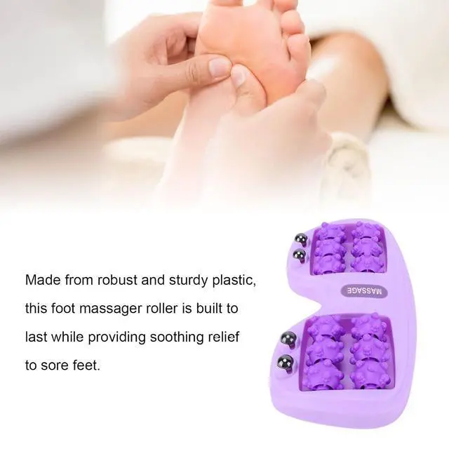 Alt view image 4 of 7 - Double Foot Massager Roller | Portable Acupressure Reflexology Tool for Tired Feet, Plantar Fasciitis Relief, Sturdy Plastic for Home Office Travel (Purple)