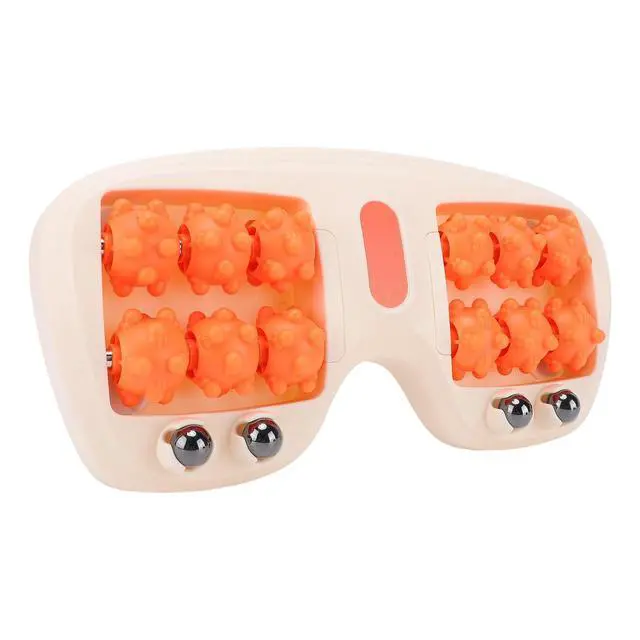 Main image of Double Foot Massager Roller | Portable Acupressure Reflexology Tool for Tired Feet, Plantar Fasciitis Relief, Sturdy Plastic for Home Office Travel (Orange)