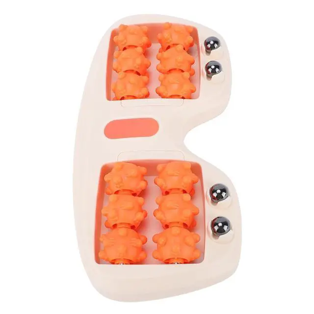 Alt view image 5 of 7 - Double Foot Massager Roller | Portable Acupressure Reflexology Tool for Tired Feet, Plantar Fasciitis Relief, Sturdy Plastic for Home Office Travel (Orange)