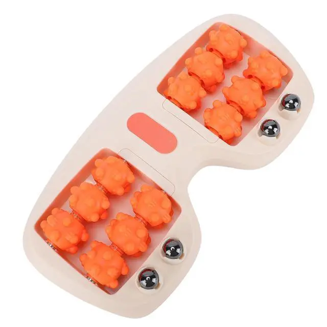 Alt view image 2 of 7 - Double Foot Massager Roller | Portable Acupressure Reflexology Tool for Tired Feet, Plantar Fasciitis Relief, Sturdy Plastic for Home Office Travel (Orange)