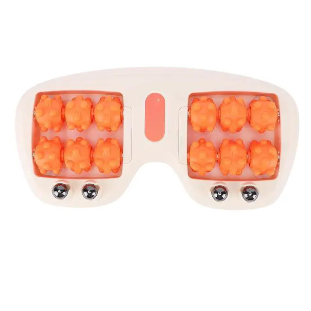 Alt view image 6 of 7 - Double Foot Massager Roller | Portable Acupressure Reflexology Tool for Tired Feet, Plantar Fasciitis Relief, Sturdy Plastic for Home Office Travel (Orange)