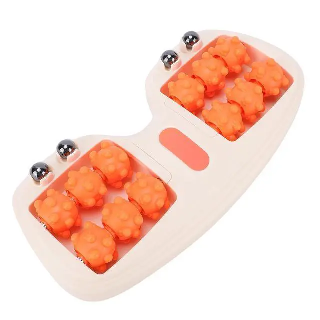 Alt view image 3 of 7 - Double Foot Massager Roller | Portable Acupressure Reflexology Tool for Tired Feet, Plantar Fasciitis Relief, Sturdy Plastic for Home Office Travel (Orange)