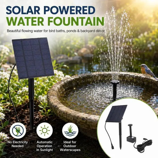 Alt view image 2 of 7 - Generic Solar Powered Fountain Pump Kit, Outdoor Solar Kit without Power Storage, Solar Powered Pump for Bird Bath, Ponds, Garden,Fish Tank Garden, Green, Genericgedso1x84p