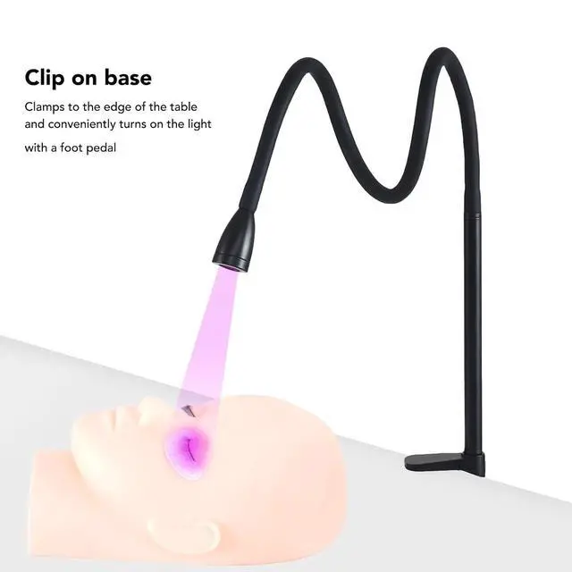 Alt view image 2 of 7 - Portable LED Lash Light With Clamp and Foot Pedal for Eyelash Tech - Gel Curing Lamp and Nails Eyelash Dryer