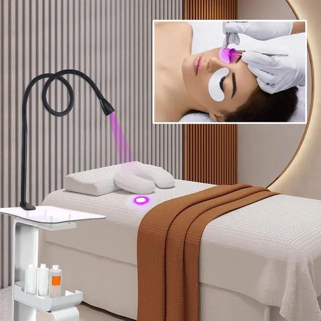 Alt view image 4 of 7 - Portable LED Lash Light With Clamp and Foot Pedal for Eyelash Tech - Gel Curing Lamp and Nails Eyelash Dryer