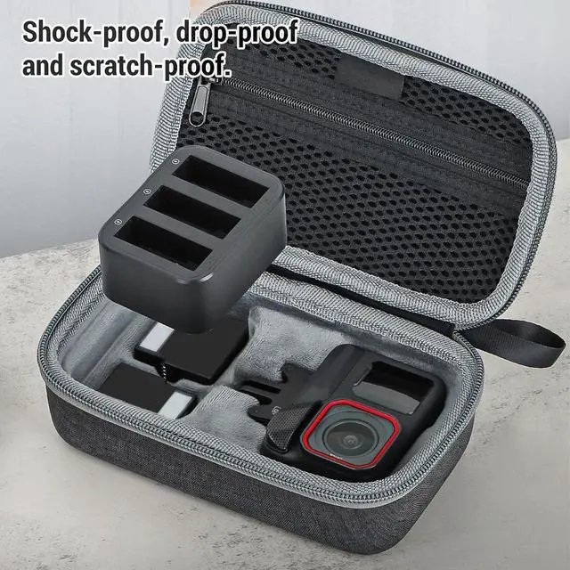 Alt view image 5 of 7 - Action Camera Carrying Case with Hard Shell and Soft Lining - Large Capacity Wearproof Bag for Travel Storage