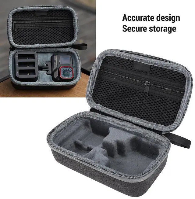 Alt view image 4 of 7 - Action Camera Carrying Case with Hard Shell and Soft Lining - Large Capacity Wearproof Bag for Travel Storage