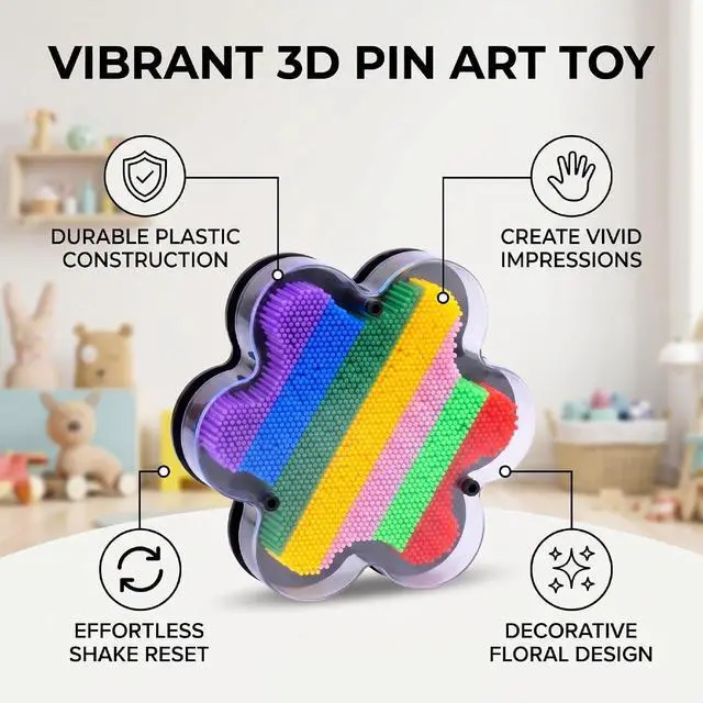 Alt view image 3 of 7 - Colorful Pin Art Palm Board | Flower 3D Interactive Toy for Kids Creative Birthday Gift