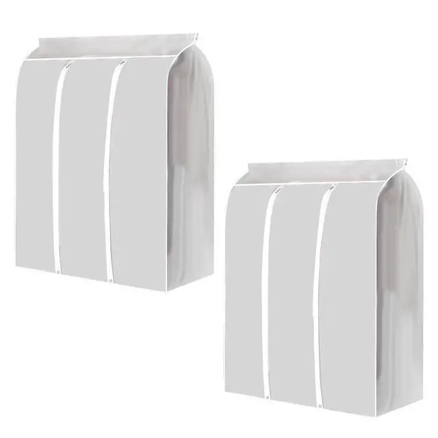 Alt view image 2 of 4 - Foldable Travel Garment Cover 2Pcs | Hanging Clothes Storage Bag Zippered Dust Proof for Wardrobe Organization Large 50x100x120cm (2pcs)