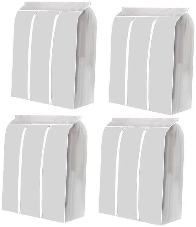 Main image of SemiTransparent Zippered Clothes Protector | 4-Pack Hanging Garment Dust Cover, Large Capacity Foldable Storage Bag for Wardrobe and Travel, 50x100x120cm (4PCS)