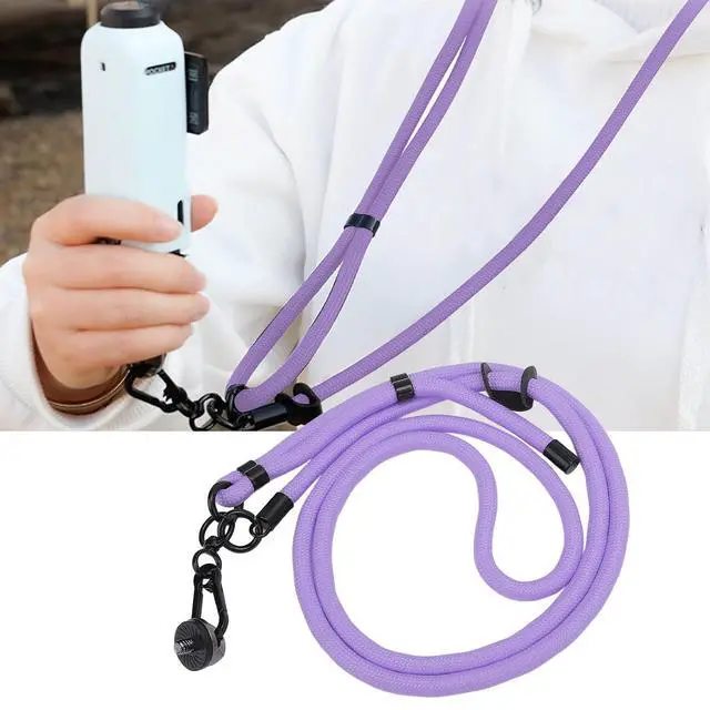 Alt view image 2 of 7 - Action Camera Lanyard for 3/Action 5/ONE X4, Adjustable Arrow Storage Case AntiLost Rope with 1/4" Thread & Cushion Pads (Purple)