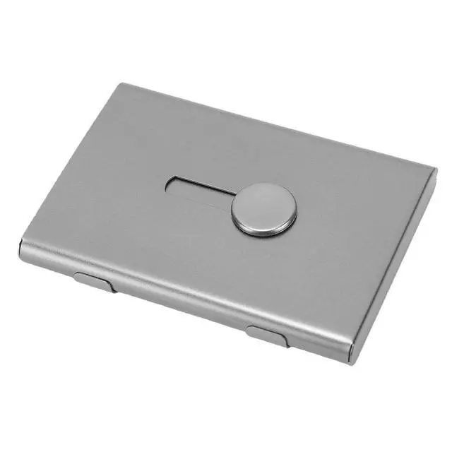 Alt view image 4 of 7 - Anodized Aluminum Card Case | Slim Slide Out Metal Holder Thin Lightweight For Professional Exchanges Meetings (Gray)