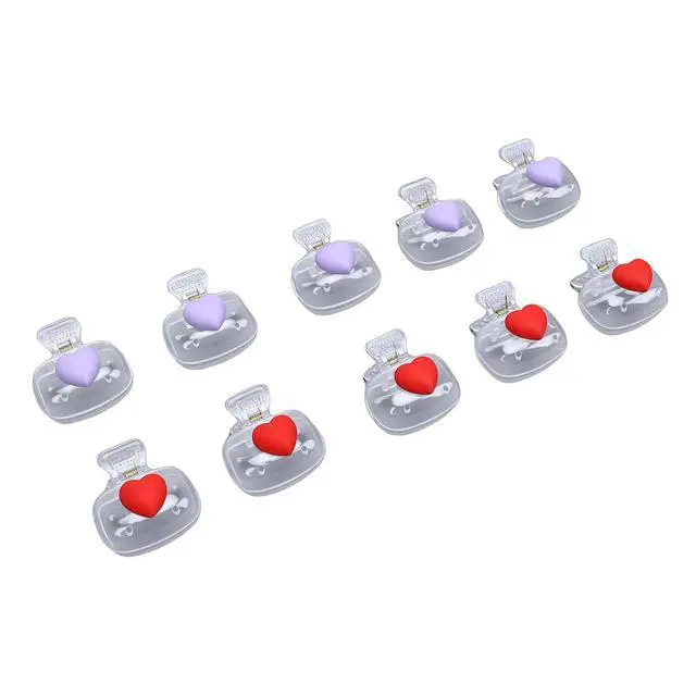 Alt view image 2 of 7 - Toothbrush Head Covers - Red Violet Heart Pattern, ClampOn Plastic Caps for Travel, Bathroom & Gym - Protects Against Dirt &