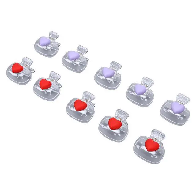 Alt view image 3 of 7 - Toothbrush Head Covers - Red Violet Heart Pattern, ClampOn Plastic Caps for Travel, Bathroom & Gym - Protects Against Dirt &