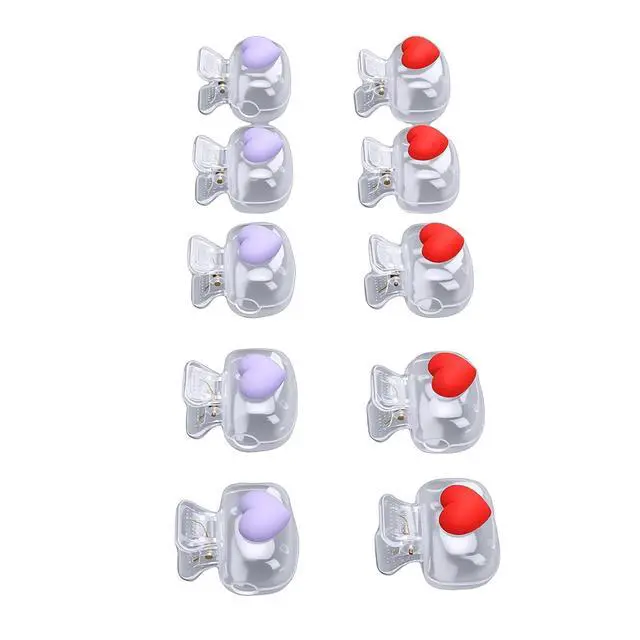 Alt view image 7 of 7 - Toothbrush Head Covers - Red Violet Heart Pattern, ClampOn Plastic Caps for Travel, Bathroom & Gym - Protects Against Dirt &