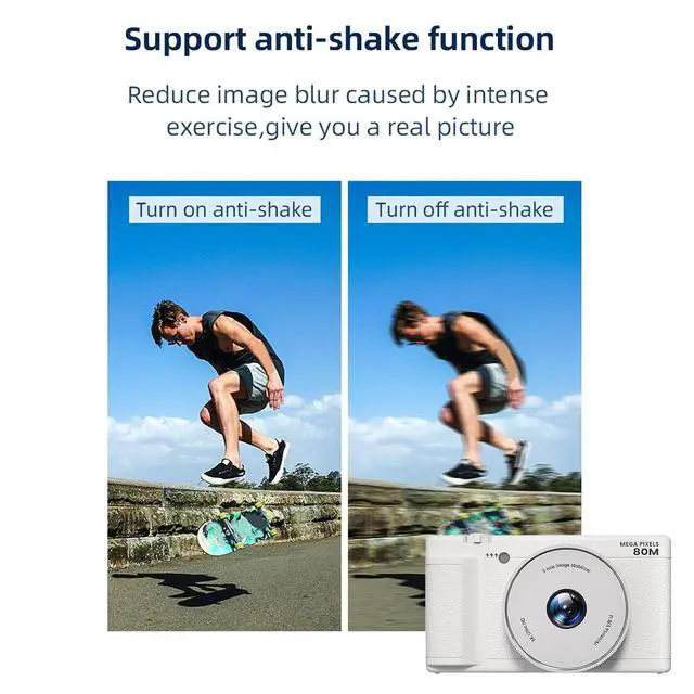 Alt view image 5 of 7 - 5K Compact Digital Camera, 2.8 Inch 270 Degree Flip Screen, Built in Flash and 18X Digital Zoom, 80MP Digital Point and Shoot Camera for Photography (White)