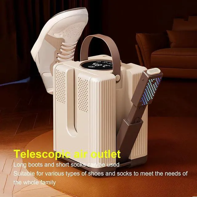 Alt view image 3 of 7 - 6 Arm Portable Shoe Dryer, Foldable Boot Dryer with 30-120Min Timer, 130W Adjustable Air Outlet for Sneakers, Boots, Athletic Shoes, Safe 48C Heating for Travel, Home Use (US Plug)