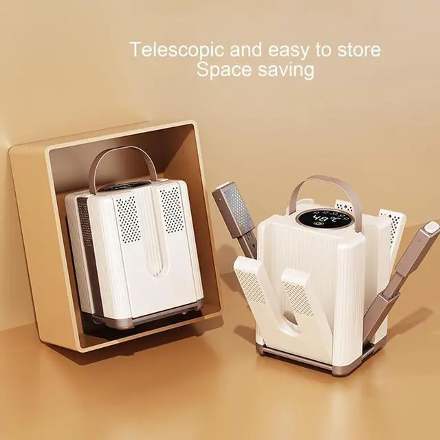 Alt view image 6 of 7 - 6 Arm Portable Shoe Dryer, Foldable Boot Dryer with 30-120Min Timer, 130W Adjustable Air Outlet for Sneakers, Boots, Athletic Shoes, Safe 48C Heating for Travel, Home Use (US Plug)