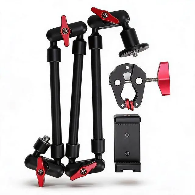 Main image of Upgraded 31in Adjustable Articulating Friction Magic Arm with 1/4in 3/8in Thread & Super Clamp, Camera Mount 360 Degree Rotation for LED Light Microphone Video Rig (31 Inch)