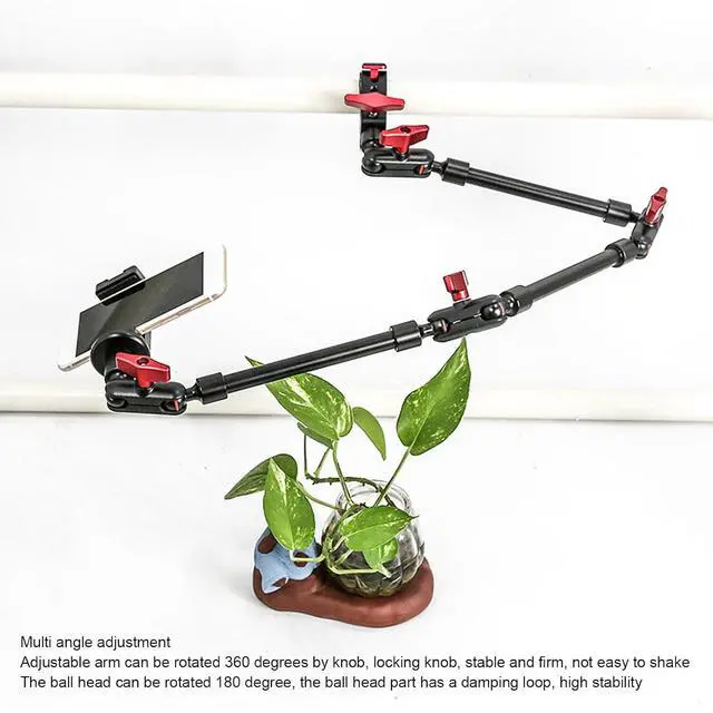 Alt view image 2 of 7 - Upgraded 31in Adjustable Articulating Friction Magic Arm with 1/4in 3/8in Thread & Super Clamp, Camera Mount 360 Degree Rotation for LED Light Microphone Video Rig (31 Inch)