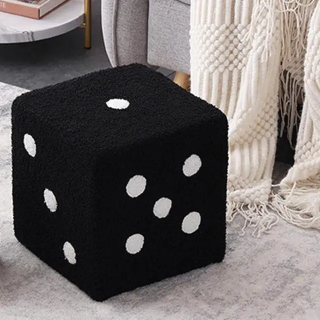 Main image of Dice Cubic Foot Stool, Furry Footrest with Solid Wood Material, Stable Structure, Soft Comfortable Ottoman Foot Rest for Home Living Room Bedroom