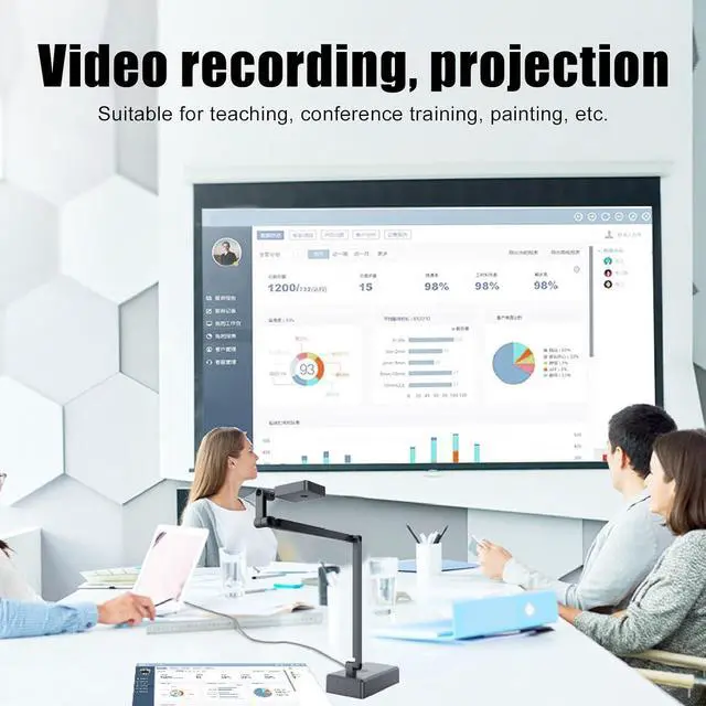 Alt view image 2 of 7 - 4K 16MP Ultra Document Camera & Webcam, USB Overhead Projector CMOS Image Sensor Adjustable Angle for Live Demo, Remote Teaching for OS X for for OBS for Android