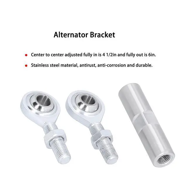 Alt view image 4 of 7 - 2-1/2in Adjustable Tension Rod Strong Practicality, Stainless Steel Tensioning Rod Joint, Alternator Bracket Kit for SBC 350 454 Engine