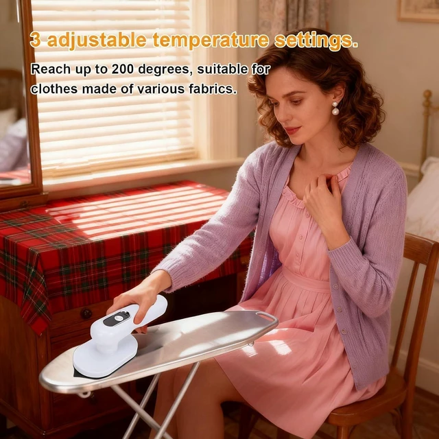 Alt view image 6 of 7 - Cordless Travel Iron Portable Mini Iron, Foldable Rechargeable Dry Iron with 3 Temperature Settings 150°C Fast Heat Up for Clothes, Trips, Dorms and Small Spaces White