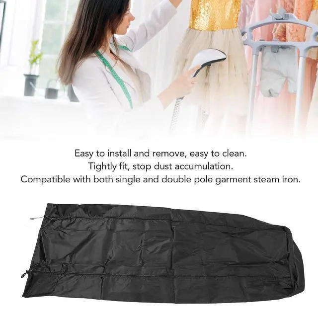 Alt view image 2 of 7 - Standing Garment Steam Iron Cover, Universal Fit for Single Double Pole Steamers, Water Polyester Dust Protection Storage Bag, 45x27x162cm