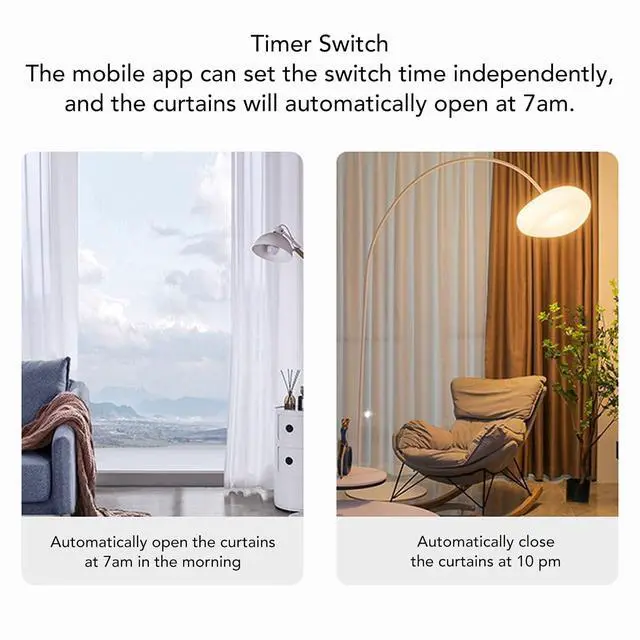 Alt view image 3 of 7 - Automatic Curtain Opener Solar Powered, Smart Curtain Motor with APP & Remote Control, Compatible with Roman Rod U I Track, Voice Control for Home, Timed Auto Curtains Closer
