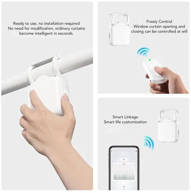 Alt view image 4 of 7 - Automatic Curtain Opener Solar Powered, Smart Curtain Motor with APP & Remote Control, Compatible with Roman Rod U I Track, Voice Control for Home, Timed Auto Curtains Closer