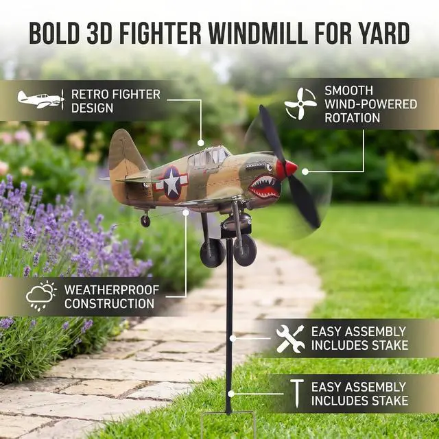 Alt view image 4 of 7 - Weather Proof Wind Sculpture | 3D Garden Windmill Metal Bracket for Outdoor Yard, Kinetic Art Lawn Spinner Smooth Rotation Easy Assembly