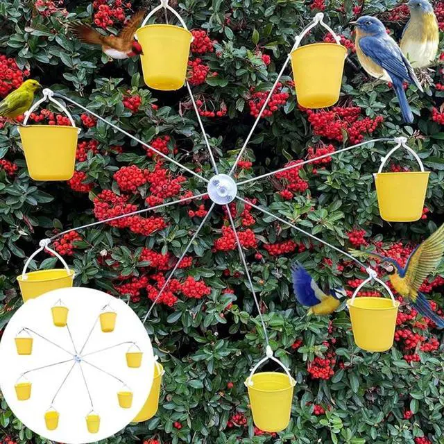 Alt view image 2 of 7 - Ferris Wheel Hummingbird Feeder, Ferris Wheel Bird Feeder, with 8 Buckets for Outdoors, Hummingbird Toy, Squirrel Proof Outdoor Decor