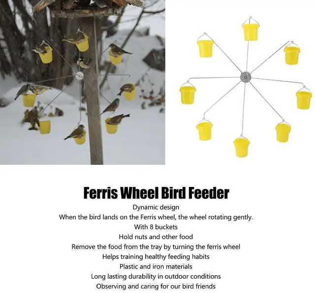 Alt view image 4 of 7 - Ferris Wheel Hummingbird Feeder, Ferris Wheel Bird Feeder, with 8 Buckets for Outdoors, Hummingbird Toy, Squirrel Proof Outdoor Decor