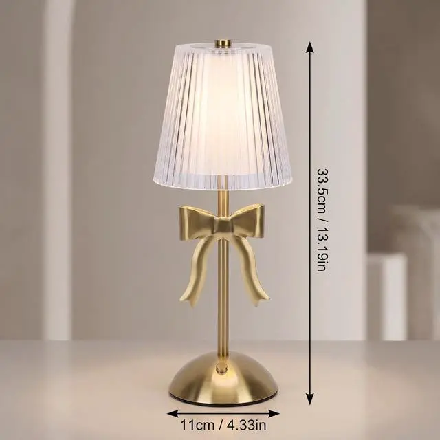 Alt view image 5 of 7 - Rechargeable Bow Knot Table Lamp | Vintage Nightstand Light with Soft Warm EyeProtecting Glow for Bedroom Living Room Decor