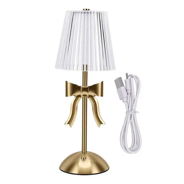 Alt view image 6 of 7 - Rechargeable Bow Knot Table Lamp | Vintage Nightstand Light with Soft Warm EyeProtecting Glow for Bedroom Living Room Decor