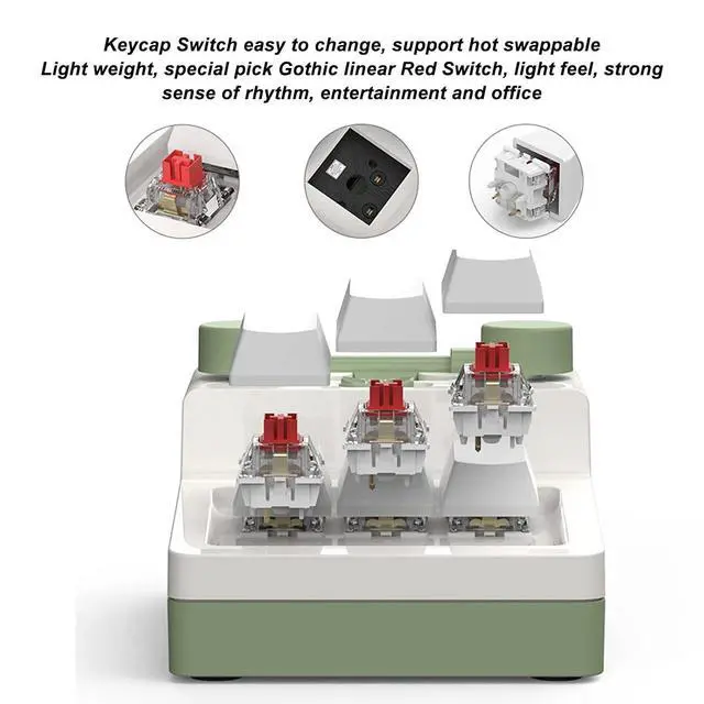 Alt view image 3 of 7 - Mini 6 Key Bluetooth Mechanical Keypad, Multifunctional Shortcut Programmable Macro Keyboard with RGB Lighting Hot Swappable for Gaming