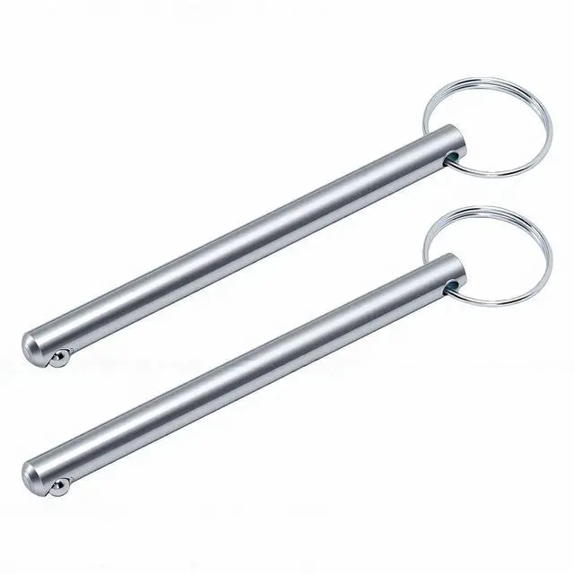 Main image of Weight Stack Pin Stainless Steel 2Pcs | 8mm 90mm Stroke Replacement for Gym Selector Pin with Grip Universal Fit