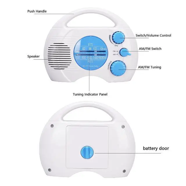 Alt view image 6 of 7 - Shower Water Proof, Portable Bathroom AM FM Volume Adjustable, for Home Hot Tub Bathroom Outdoor, Easy Tuning