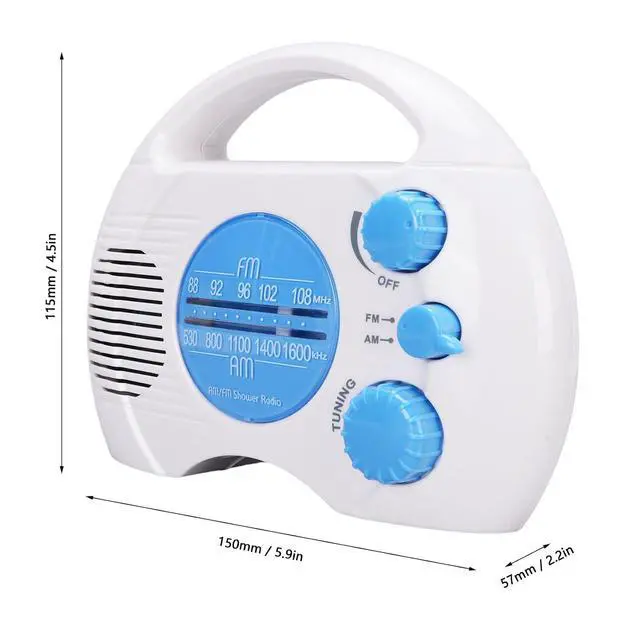 Alt view image 7 of 7 - Shower Water Proof, Portable Bathroom AM FM Volume Adjustable, for Home Hot Tub Bathroom Outdoor, Easy Tuning