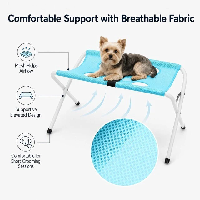 Alt view image 7 of 7 - Pet Grooming Hammock Hanging Harness | Breathable Mesh Sling for Cat Nail Clipping and Dog Bathing with Metal Frame, Secure Restraint for Small Pets, Portable Folding Grooming Aid