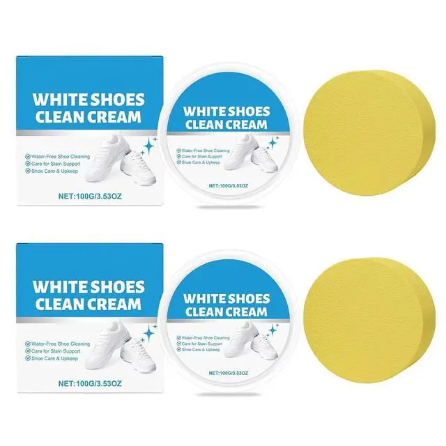 Alt view image 4 of 5 - Sneaker Cleaning Cream With Sponge | No Rinse White Shoe Paste for Quick Mark Remover, Gentle Spot & Yellowing Eraser for Canvas Leather Fabric (White Shoes Cleaning Cream*2)