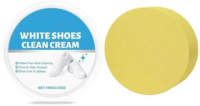 Alt view image 5 of 5 - Sneaker Cleaning Cream With Sponge | No Rinse White Shoe Paste for Quick Mark Remover, Gentle Spot & Yellowing Eraser for Canvas Leather Fabric (White Shoes Cleaning Cream*2)