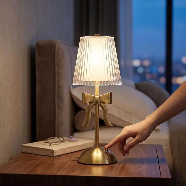 Alt view image 7 of 7 - Rechargeable Bow Knot Table Lamp | Vintage Nightstand Light with Soft Warm EyeProtecting Glow for Bedroom Living Room Decor
