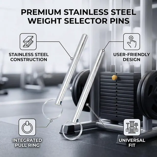 Alt view image 3 of 7 - Weight Stack Pin Stainless Steel 2Pcs | 8mm 90mm Stroke Replacement for Gym Selector Pin with Grip Universal Fit