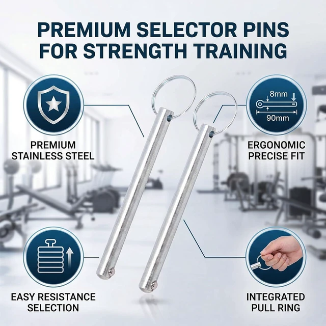 Alt view image 4 of 7 - Weight Stack Pin Stainless Steel 2Pcs | 8mm 90mm Stroke Replacement for Gym Selector Pin with Grip Universal Fit