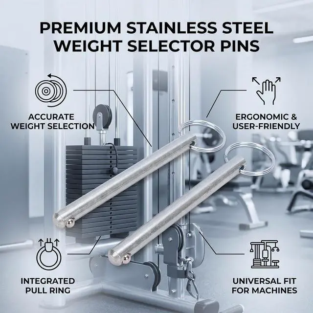 Alt view image 7 of 7 - Weight Stack Pin Stainless Steel 2Pcs | 8mm 90mm Stroke Replacement for Gym Selector Pin with Grip Universal Fit