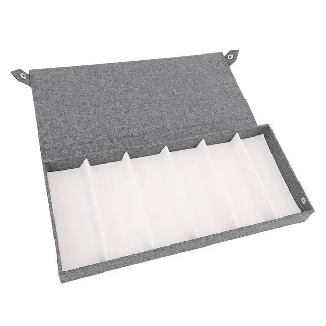 Alt view image 7 of 7 - Flip Top Eyeglass Box Soft Velvet Doubt 6 Compartments Storage For Glasses